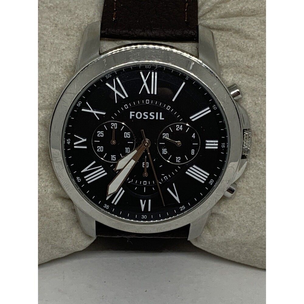 Fossil FS4736 Men's Brown Leather Analog Black Dial Quartz Genuine Watch OL308